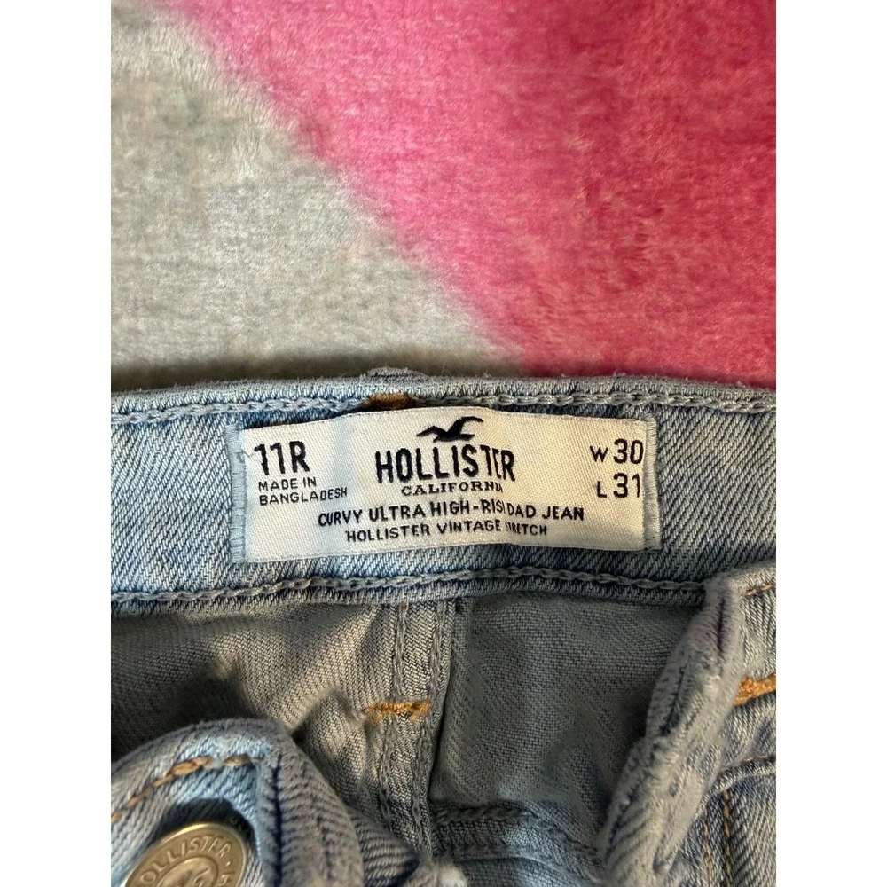 Hollister Curvy Ultra High-Rise Dad Jeans Light Wash W30 L31 11R Vintage Stretch